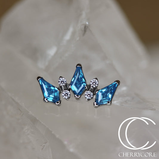 Empress Arc- Aqua & CZ- Threaded attachment