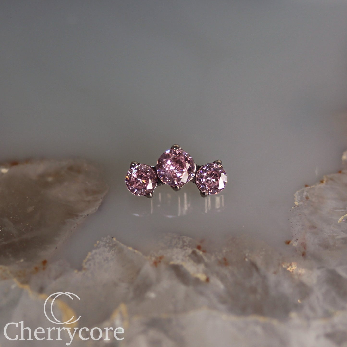 Prong Set Pink Cz Mini Arc -  Titanium Threaded attachment