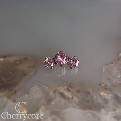 Prong Set Pink Cz Mini Arc -  Titanium Threaded attachment