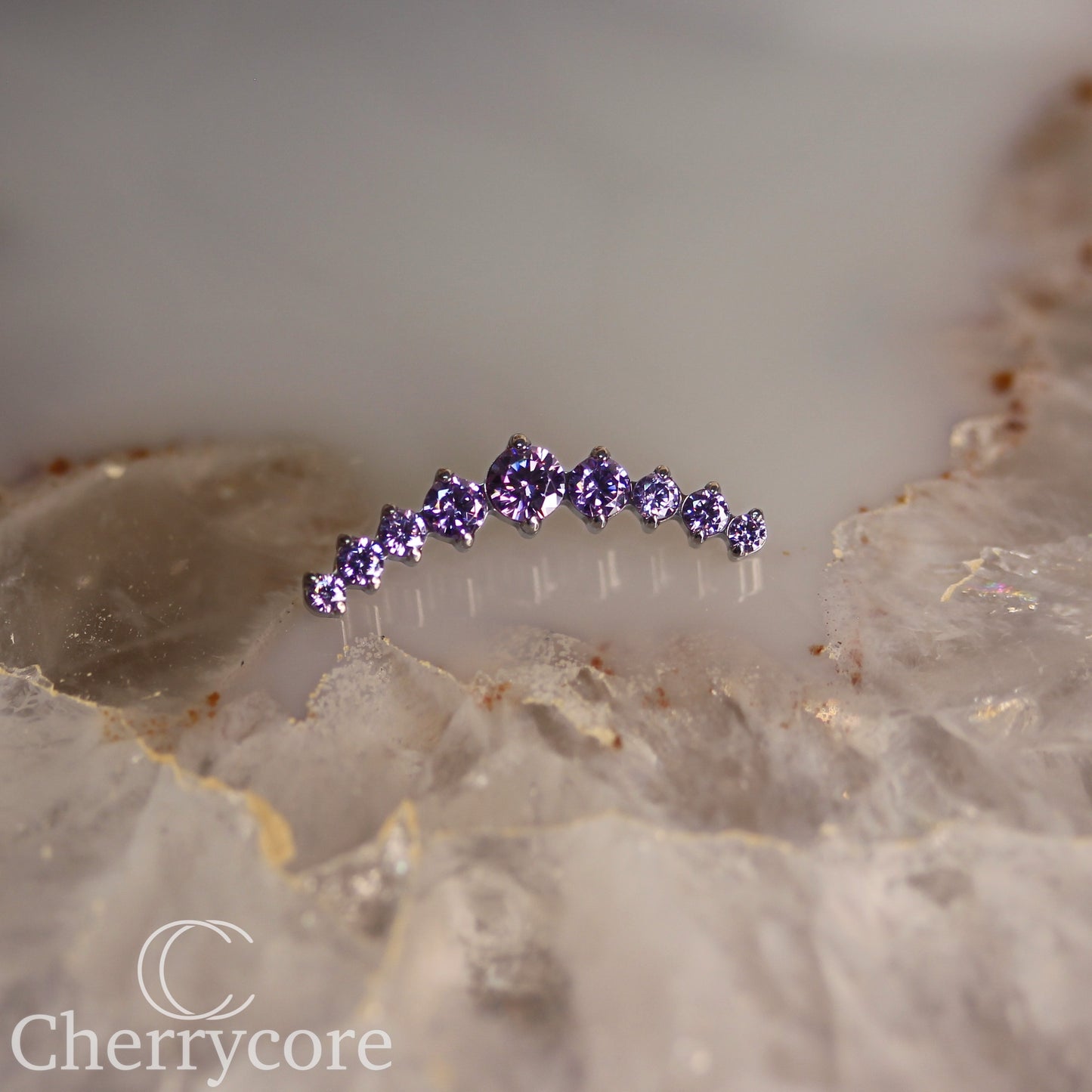 Prong Set Amethyst CZ 9 Gem Arc- Threaded attachment