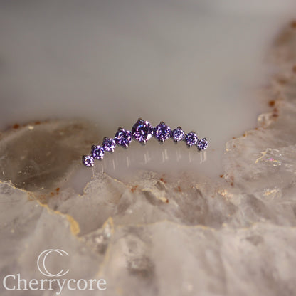 Prong Set Amethyst CZ 9 Gem Arc- Threaded attachment
