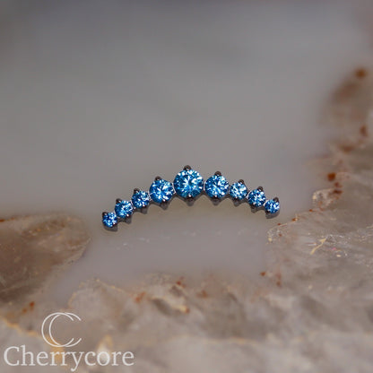 Prong Set Aqua CZ 9 Gem Arc- Threaded attachment