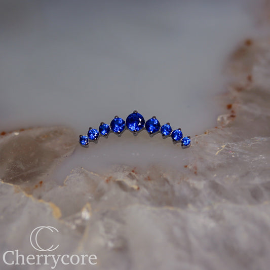 Prong Set Sapphire CZ 9 Gem Arc- Threaded attachment