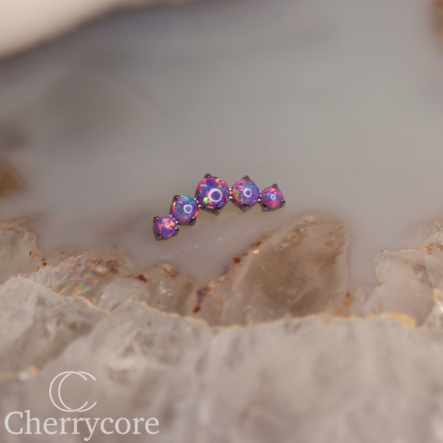 Prong Set Lavender Opal Arc -  Titanium Threaded attachment