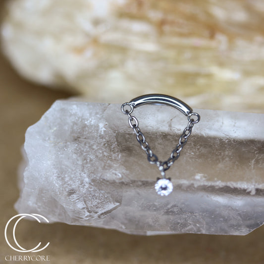 Titanium Prong Set Gem Drape- Threaded Attachment