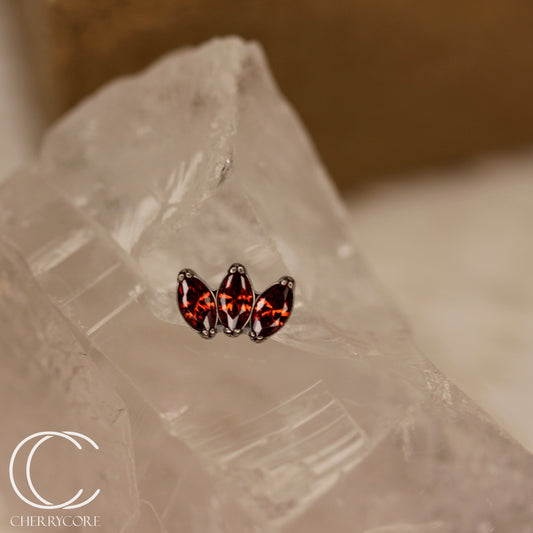 Mini Marquise Fan -Garnet CZ - Titanium Threaded Attachment