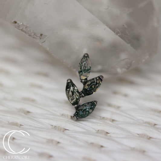 Autumn -Genuine Moss Agate- Titanium Threaded Attachment