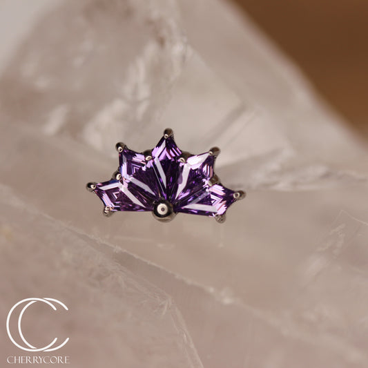Kite Fan- Titanium-Amethyst CZ- Threaded attachment