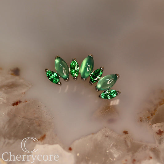 Natural Green Onyx & Emerald CZ Marquise Arc- Threaded attachment