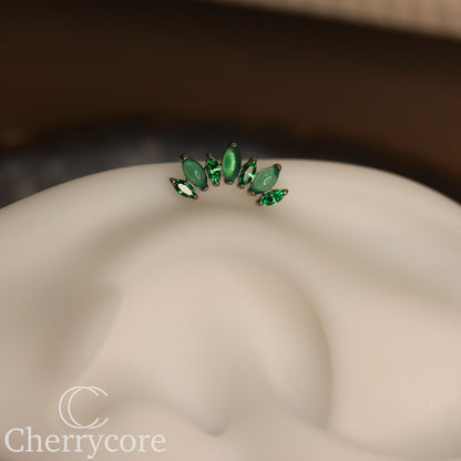 Natural Green Onyx & Emerald CZ Marquise Arc- Threaded attachment