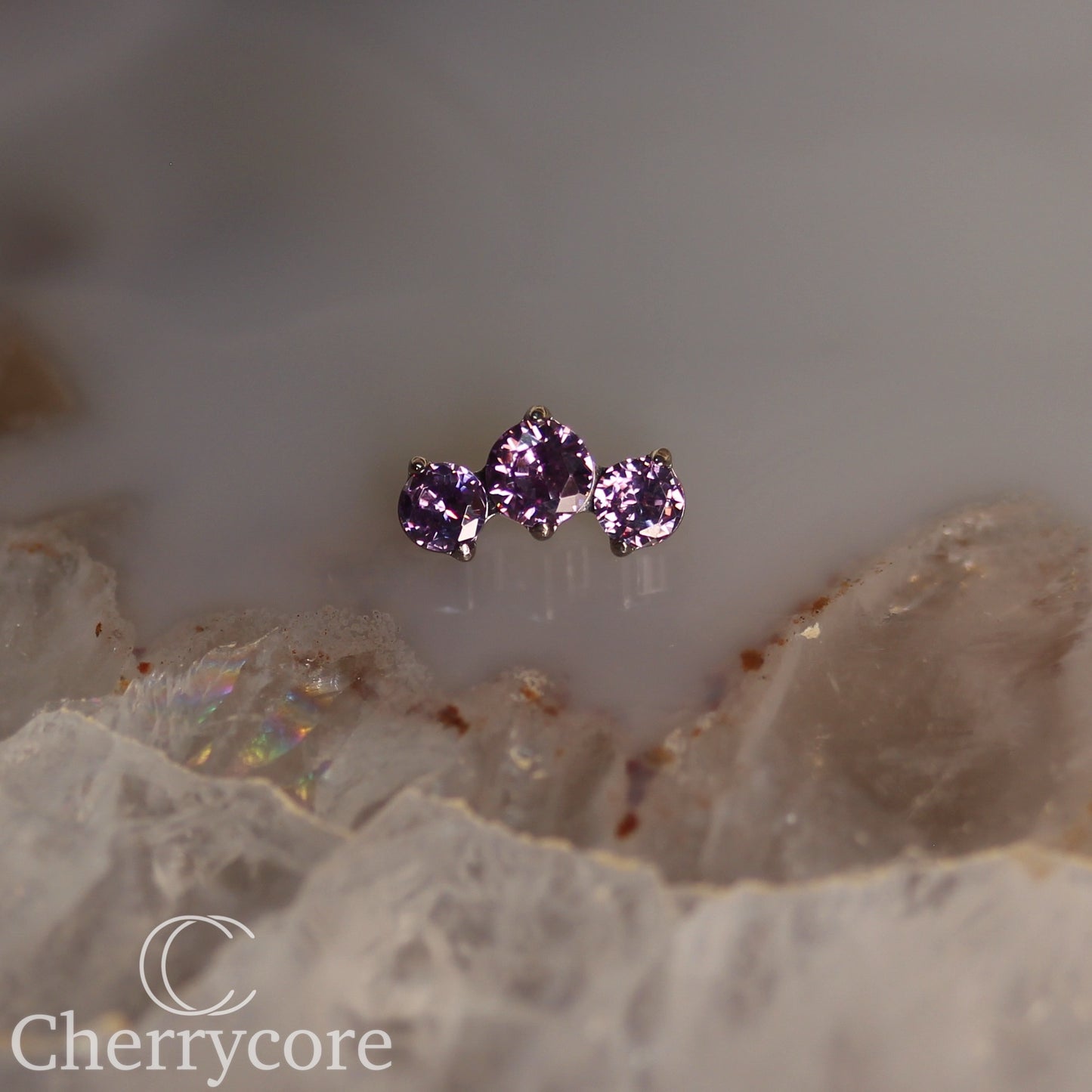 Prong Set Amethyst CZ Mini Arc-  Titanium Threaded attachment