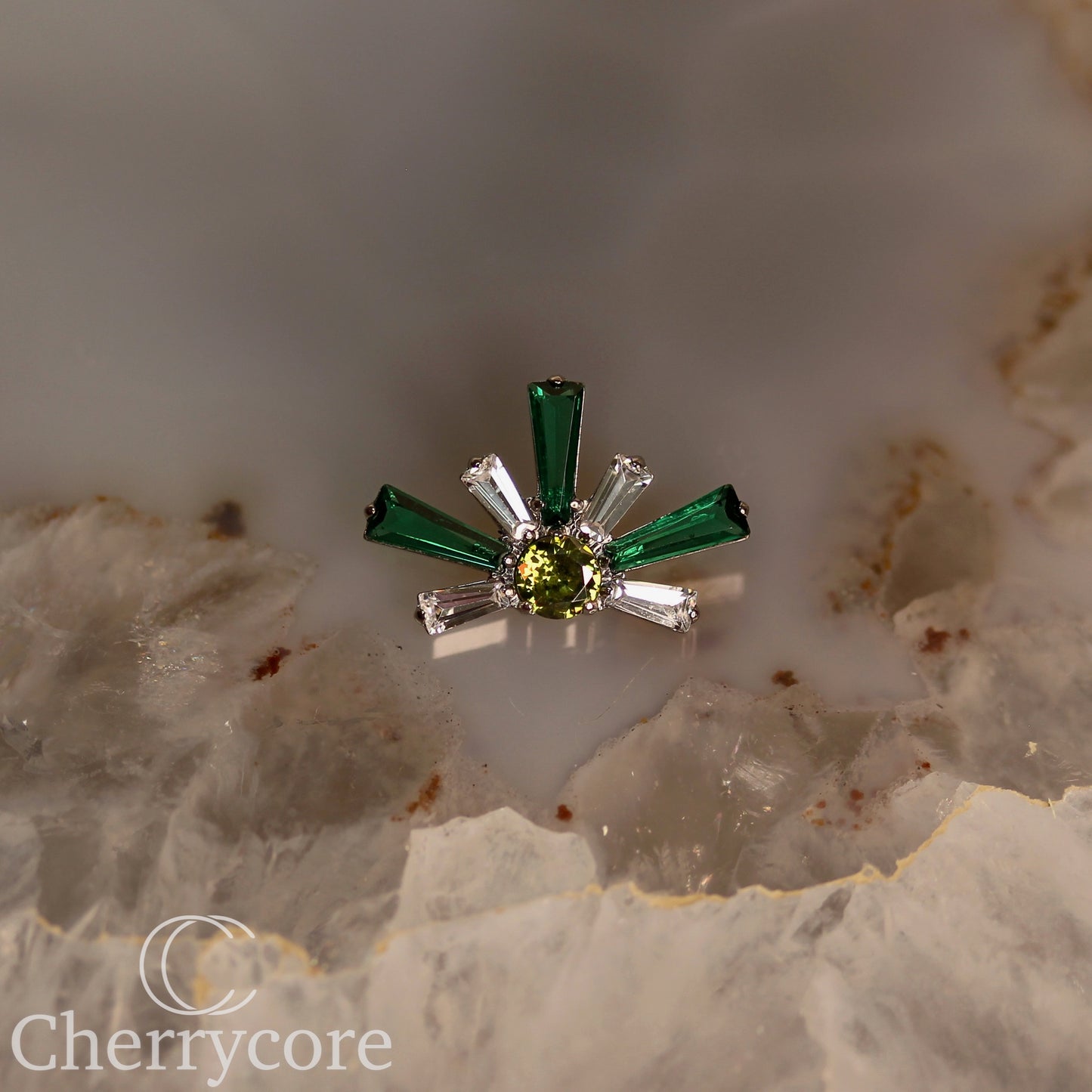 Super Nova- Emerald  & Citrine CZ- Titanium Threaded attachment
