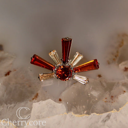 Super Nova- Garnet Cz  &  White CZ- Titanium Threaded attachment
