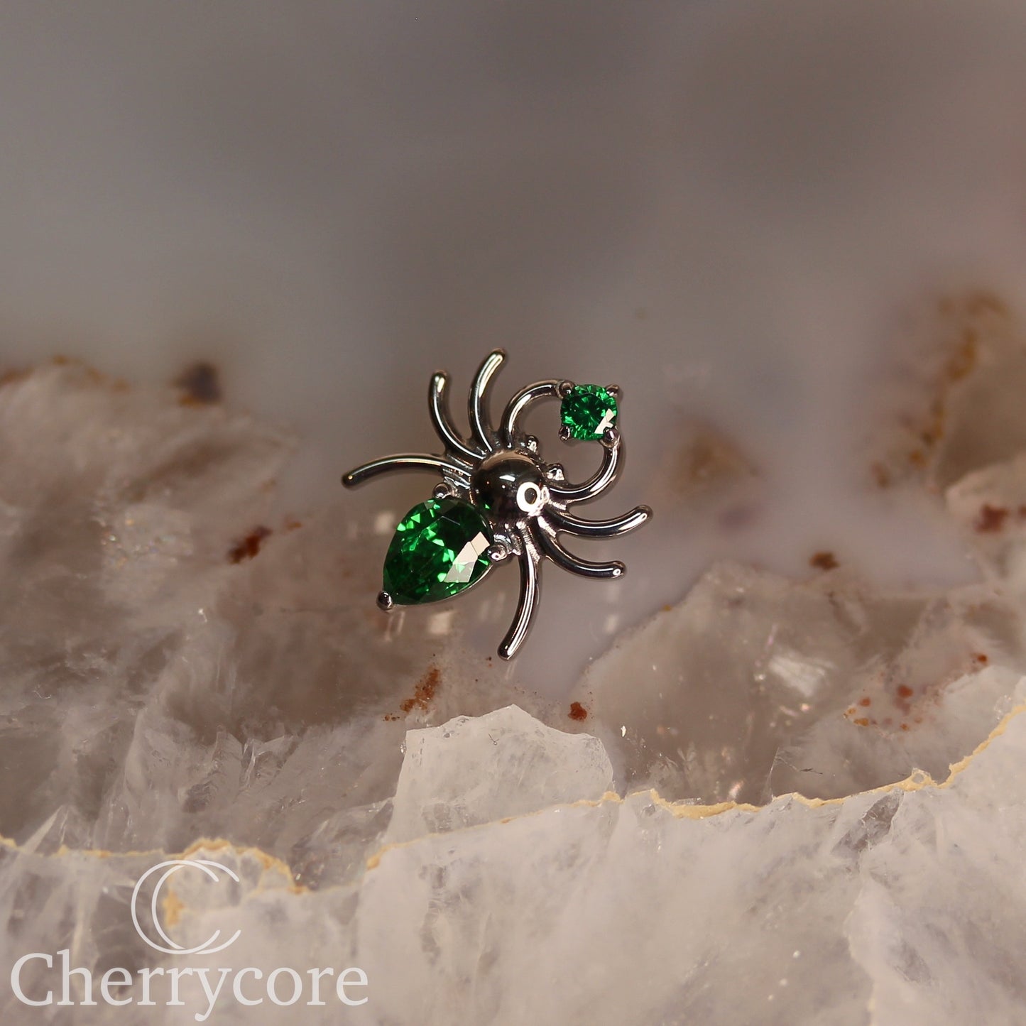 Spider- Emerald CZ- Threaded attachment