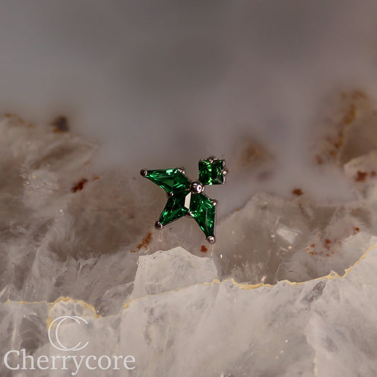 Lyra - Emerald CZ- Titanium Threaded attachment