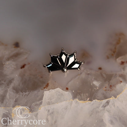 Kite Fan- Titanium-Black CZ- Threaded attachment