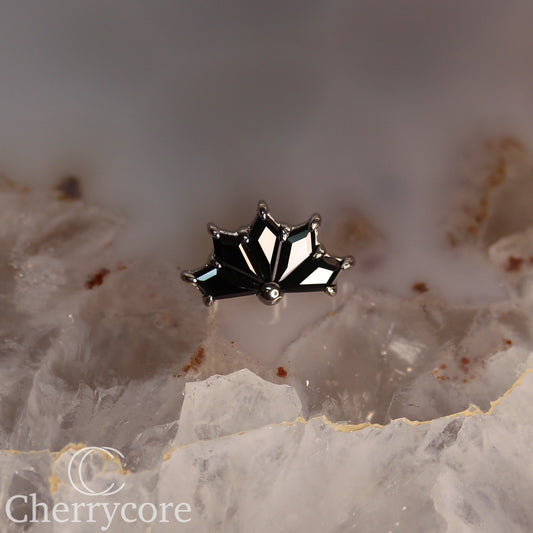 Kite Fan- Titanium-Black CZ- Threaded attachment