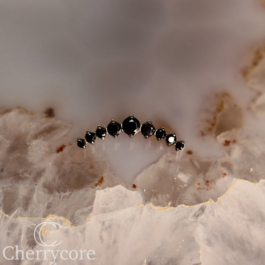 Prong Set Black CZ 9 Gem Arc- Threaded attachment