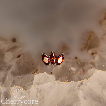 Mini Marquise Fan -Garnet CZ - Titanium Threaded Attachment