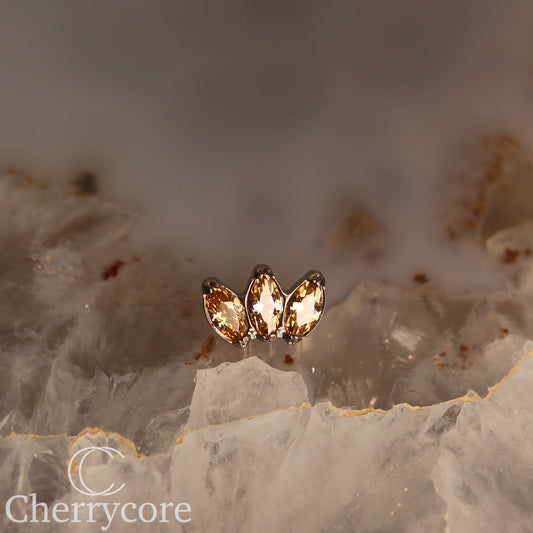 Mini Marquise Fan Champagne CZ - Titanium Threaded Attachment