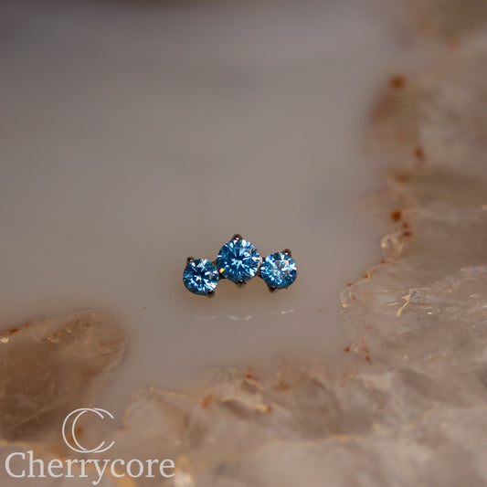 Prong Set Aqua Cz Mini Arc -  Titanium Threaded attachment