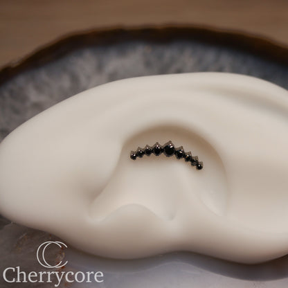 Prong Set Black CZ 9 Gem Arc- Threaded attachment