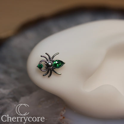 Spider- Emerald CZ- Threaded attachment