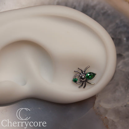 Spider- Emerald CZ- Threaded attachment