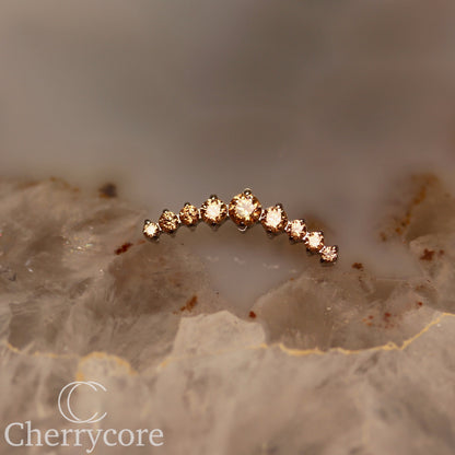 Prong Set Champagne CZ 9 Gem Arc- Threaded attachment