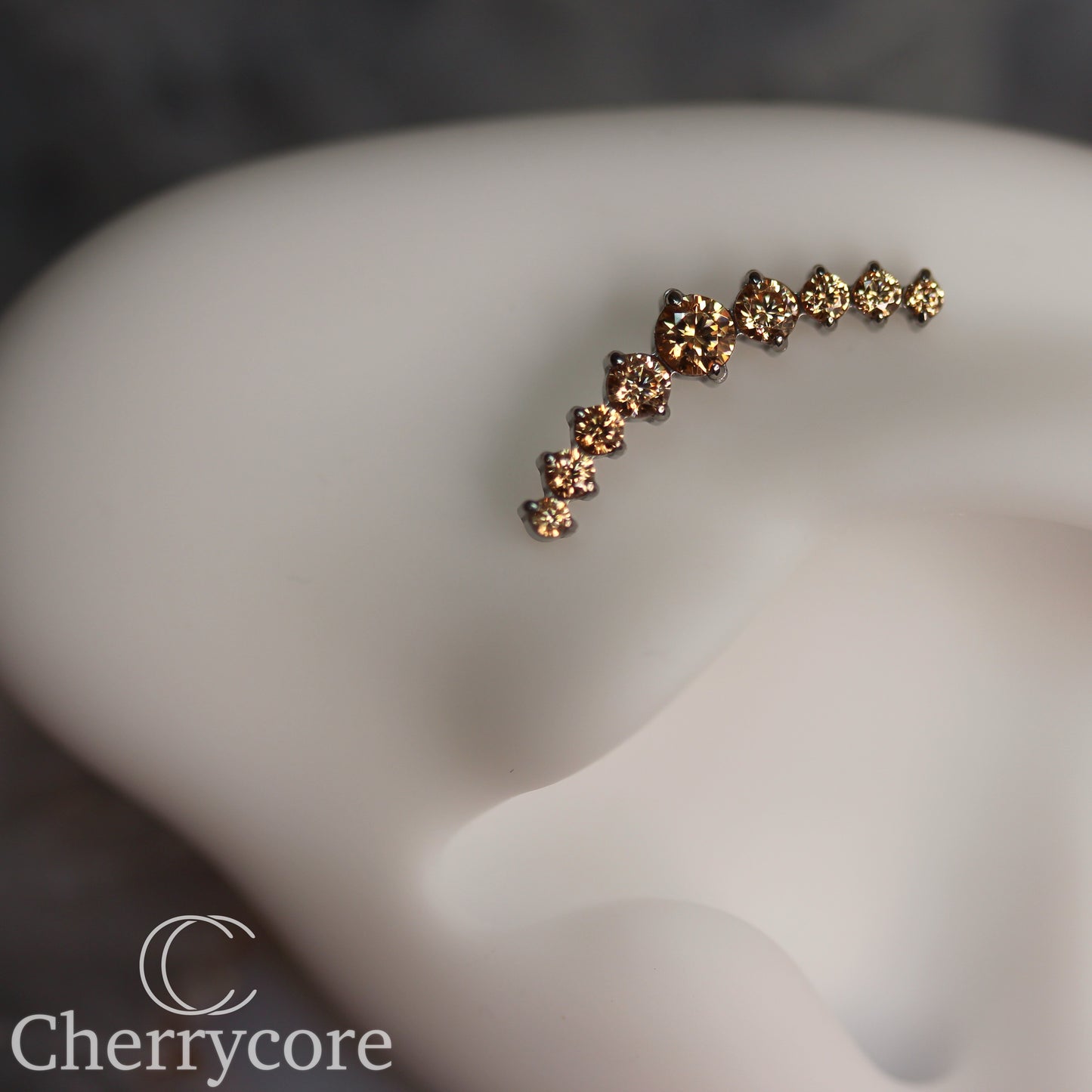 Prong Set Champagne CZ 9 Gem Arc- Threaded attachment