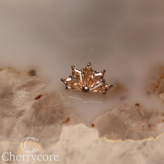 Kite Fan- Titanium-Champange CZ- Threaded attachment