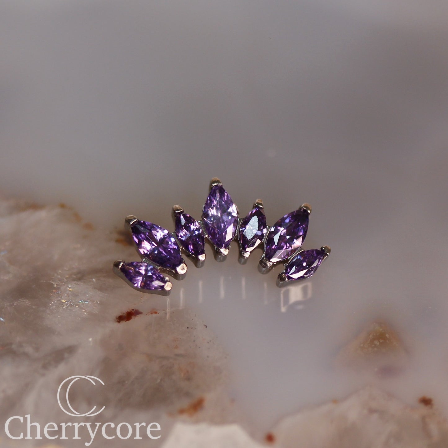 Alternating Marquise Arc -Amethyst CZ- Threaded attachment