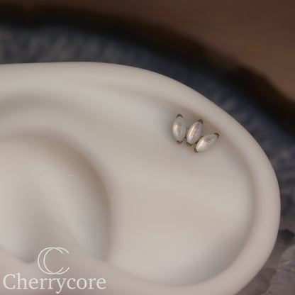 Mini Marquise Fan -Mother of Pearl- Titanium Threaded Attachment