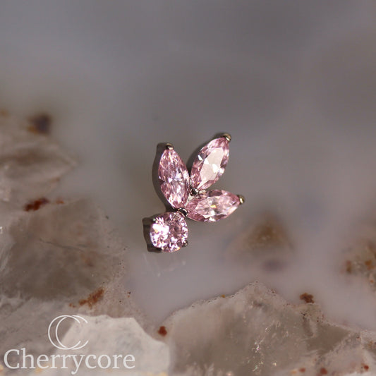 Petal - Pink CZ- Titanium Threaded attachment