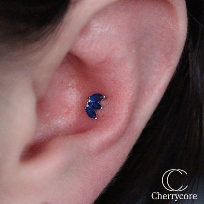 3 Gem Marquise Fan Threadless Attachment