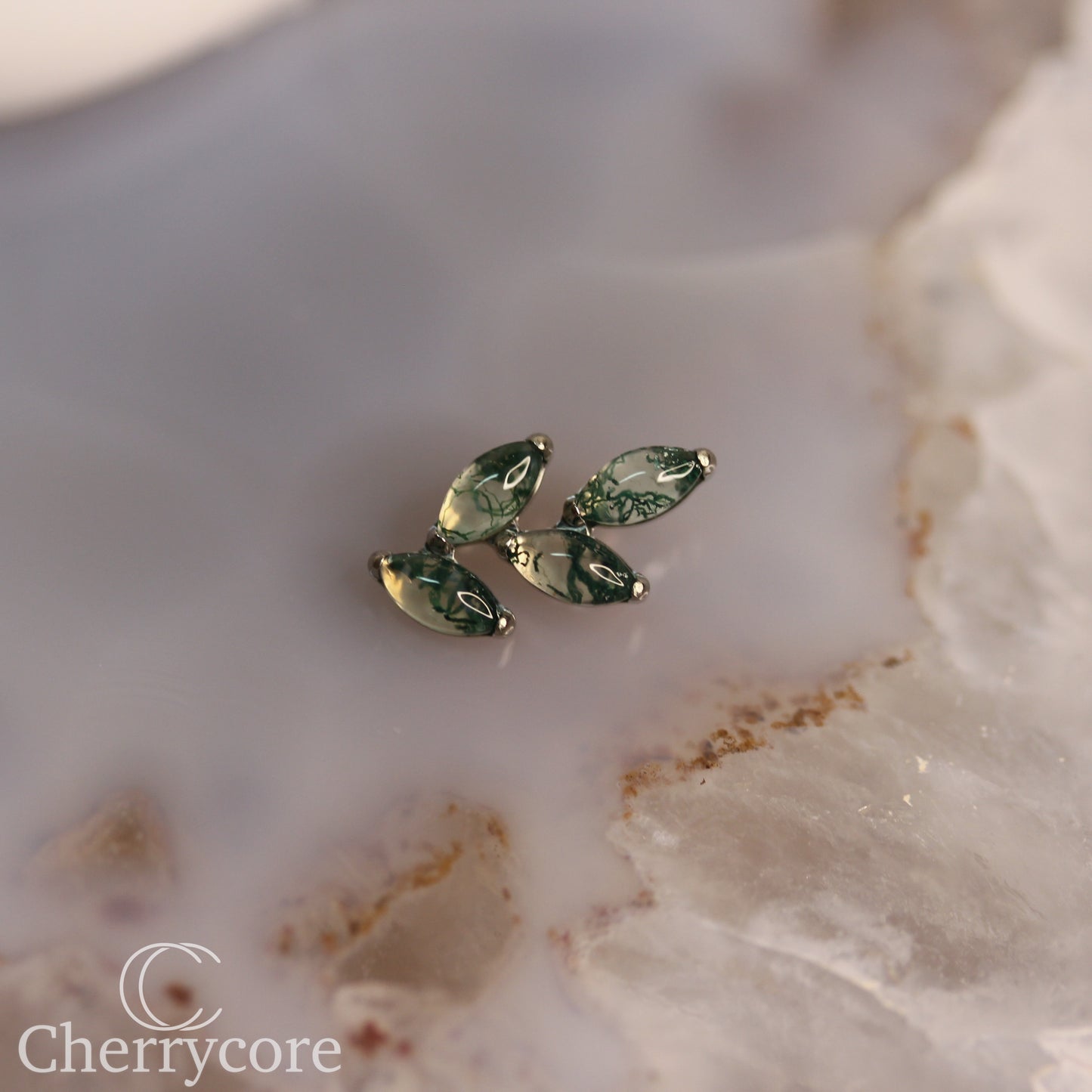 Autumn -Genuine Moss Agate- Titanium Threaded Attachment