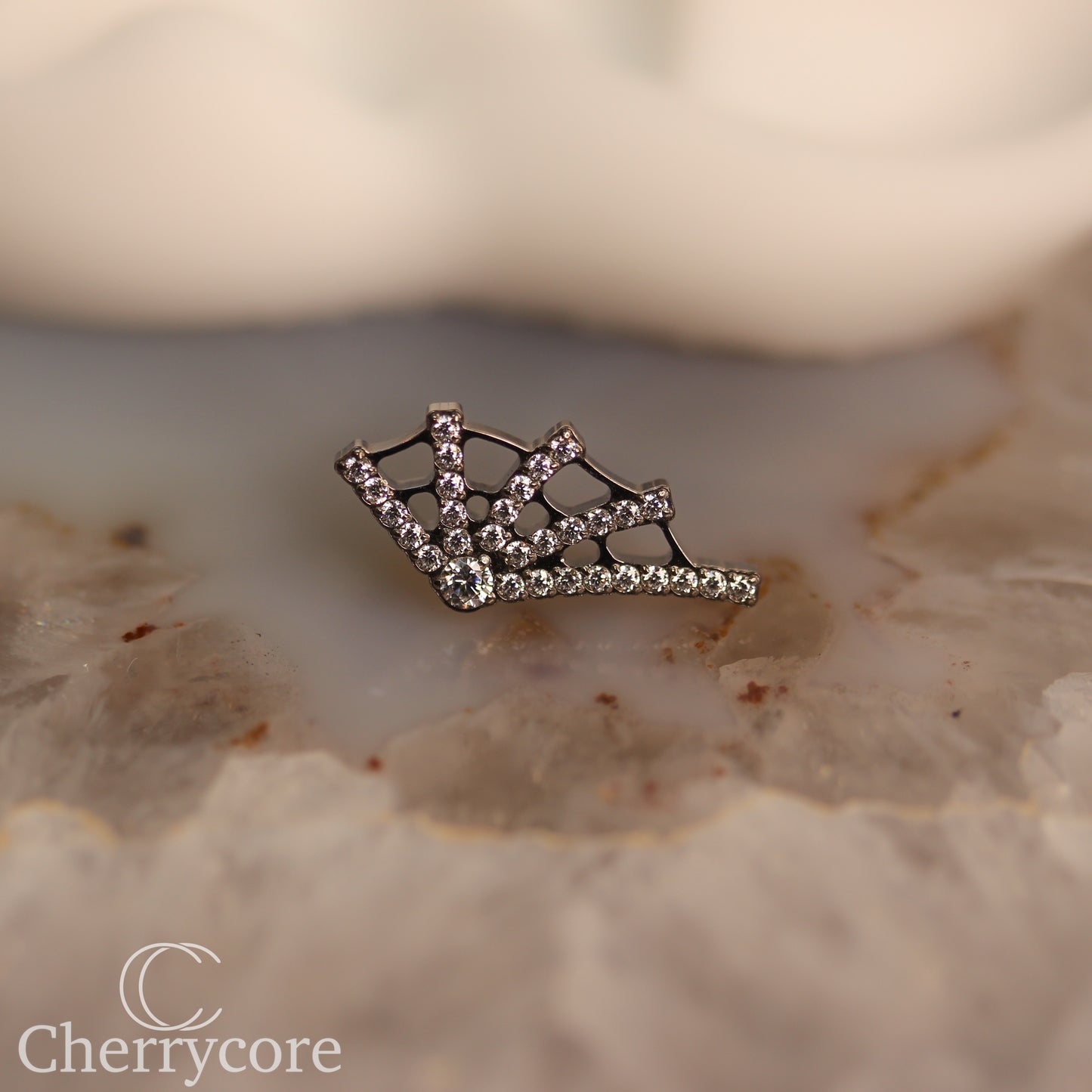 Implant Grade Titanium Spider Web - Cubic Zirconia- Threaded attachedment