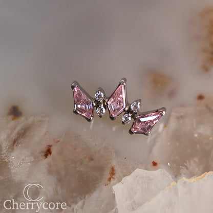 Empress Arc- Pink CZ & CZ- Threaded attachment