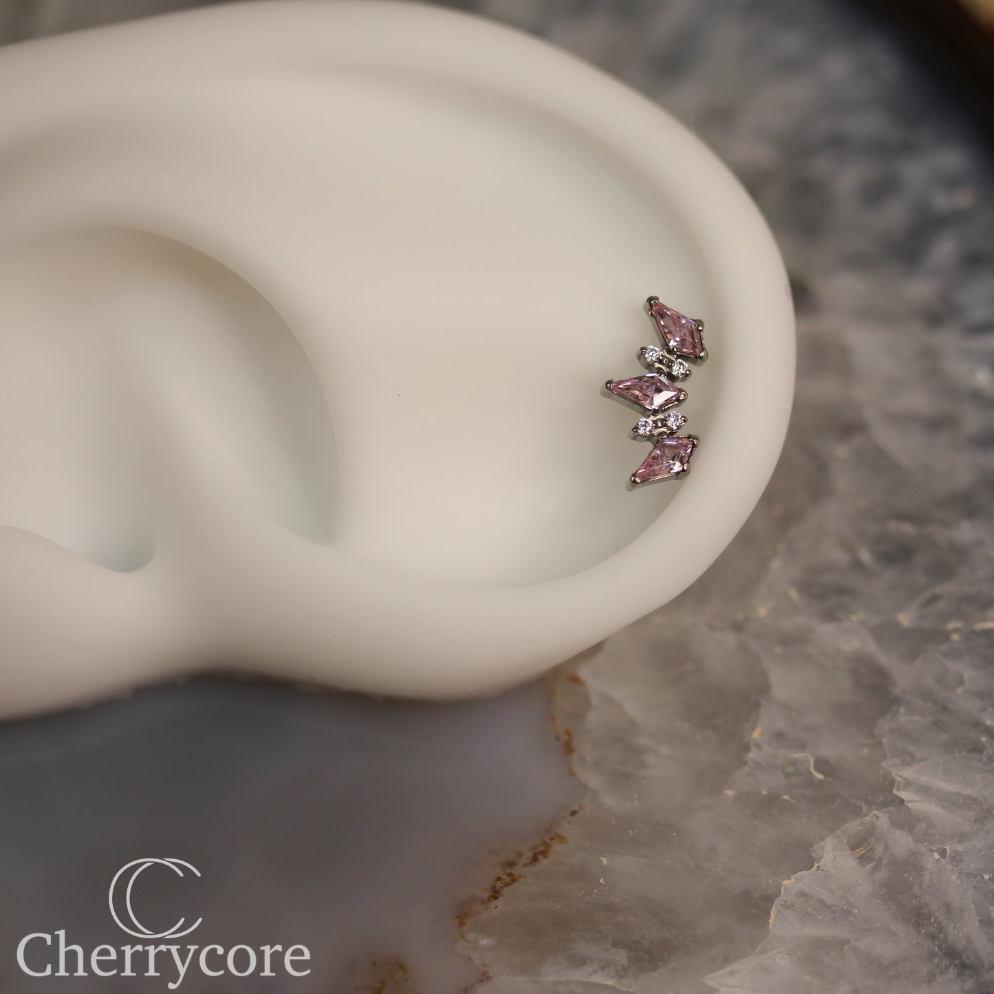 Empress Arc- Pink CZ & CZ- Threaded attachment