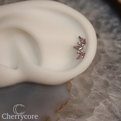 Empress Arc- Pink CZ & CZ- Threaded attachment