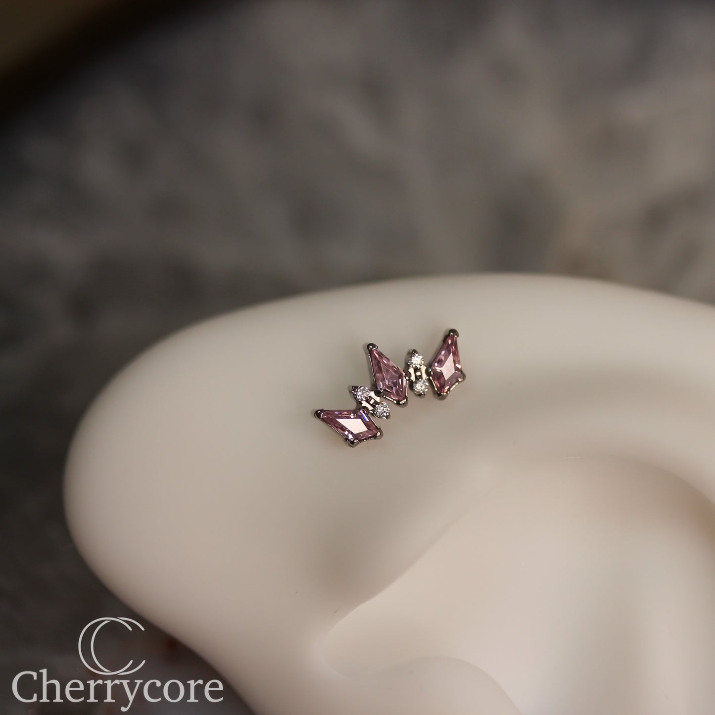 Empress Arc- Pink CZ & CZ- Threaded attachment