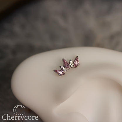 Empress Arc- Pink CZ & CZ- Threaded attachment