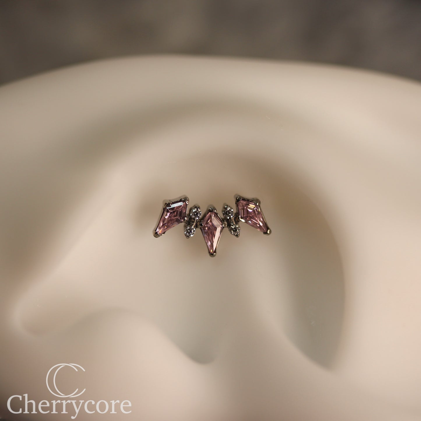 Empress Arc- Pink CZ & CZ- Threaded attachment