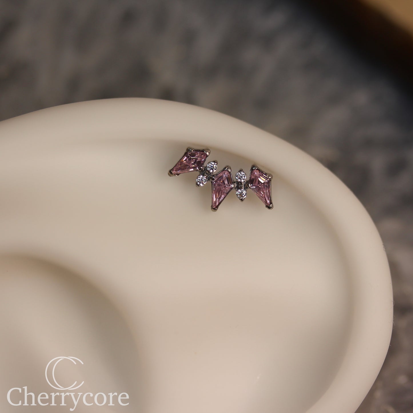 Empress Arc- Pink CZ & CZ- Threaded attachment