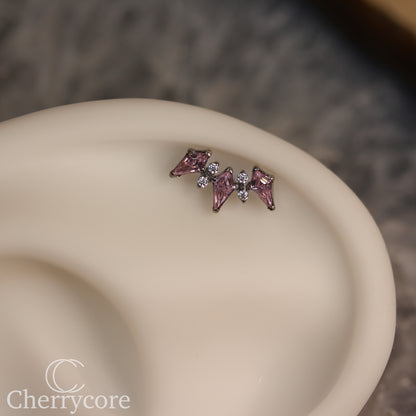 Empress Arc- Pink CZ & CZ- Threaded attachment