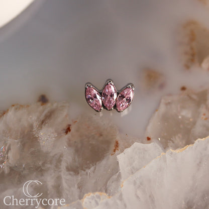 Mini Marquise Fan Pink CZ - Titanium Threaded Attachment