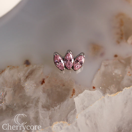 Mini Marquise Fan Pink CZ - Titanium Threaded Attachment