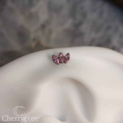 Mini Marquise Fan Pink CZ - Titanium Threaded Attachment