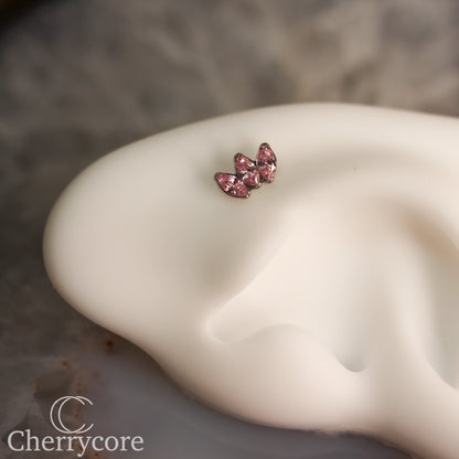 Mini Marquise Fan Pink CZ - Titanium Threaded Attachment