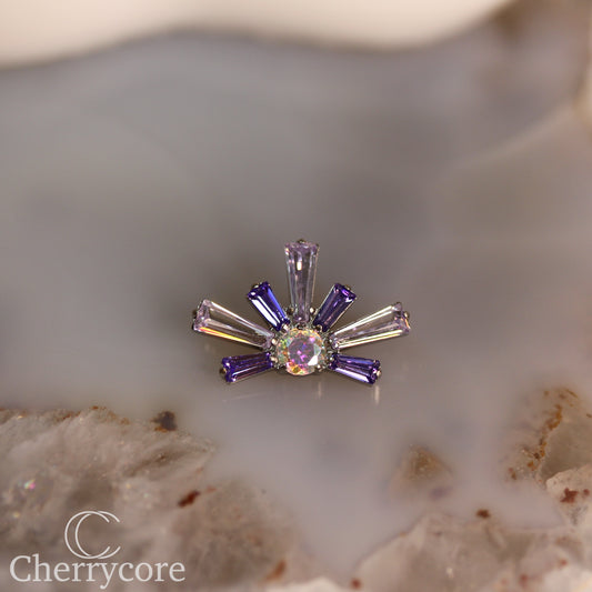 Super Nova- Amethyst  &  Lilac CZ- Titanium Threaded attachment